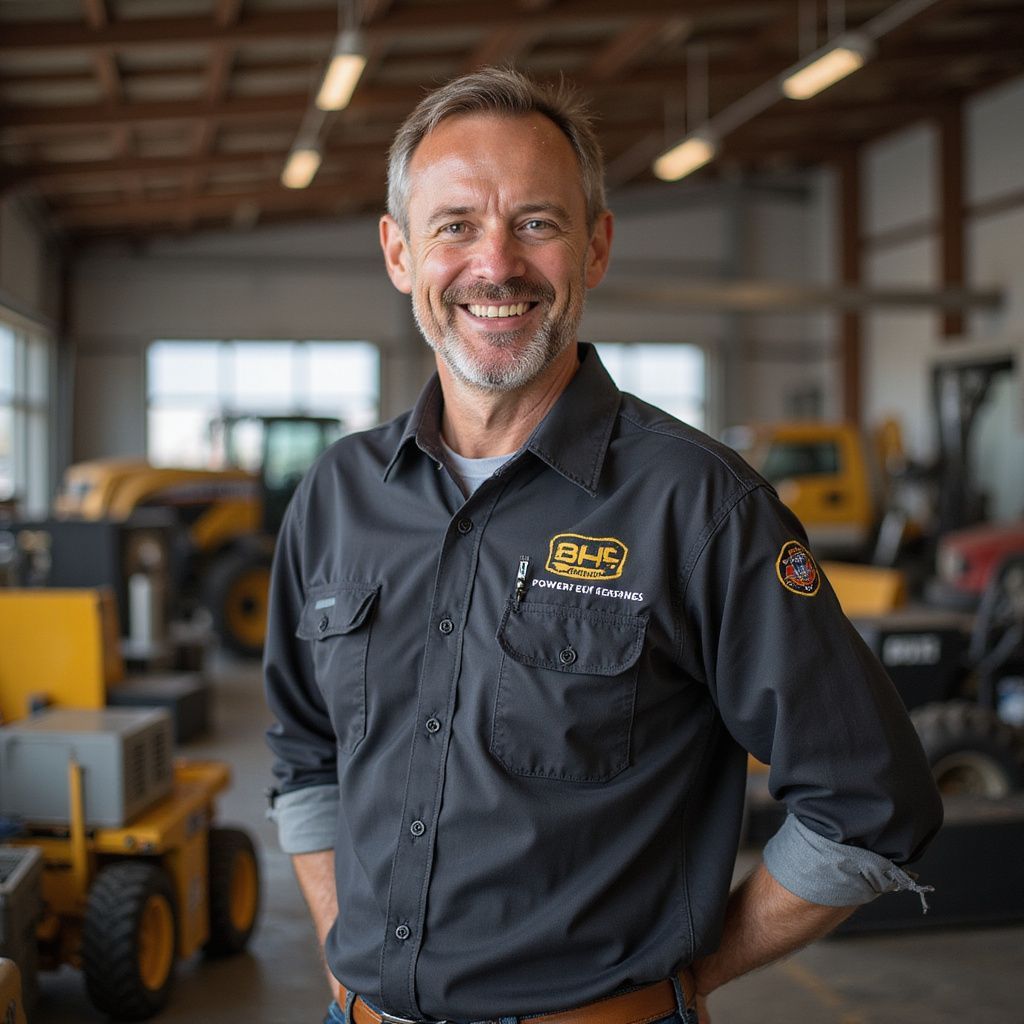 An equipment dealership team member in the workshop.